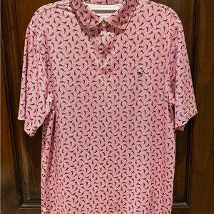 Men's Vineyard Vines - Performance Red Polo Shirt with navy marlin design